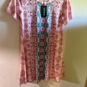 Floral Pink and Green Dress